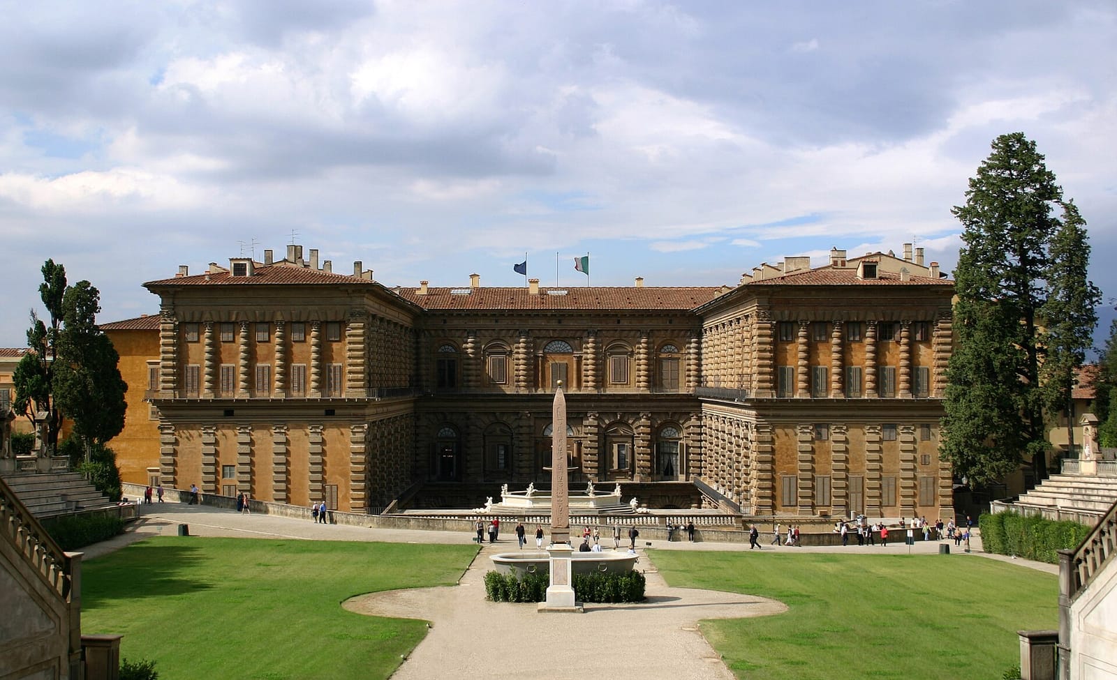 The garden facade of Palazzo Pitti viewed from Boboli Gardens in Florence
