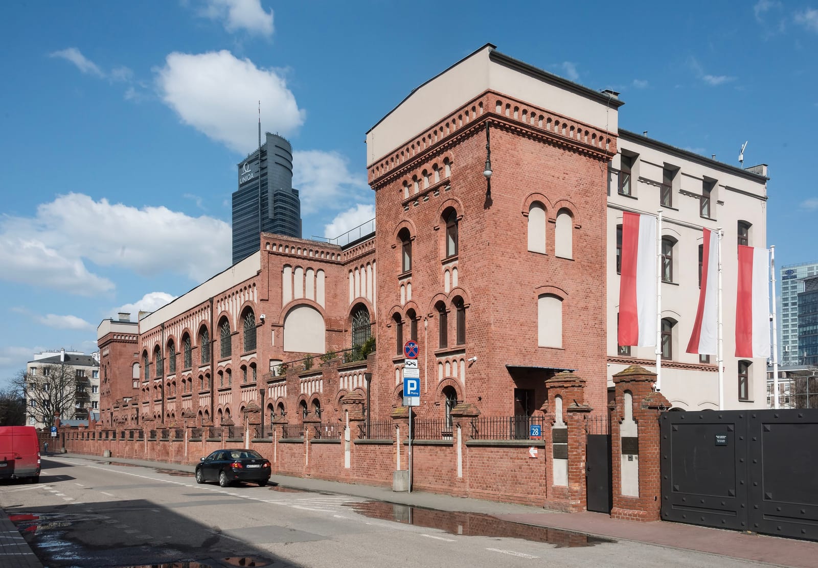 The red-brick Warsaw Rising Museum on Grzybowska Street