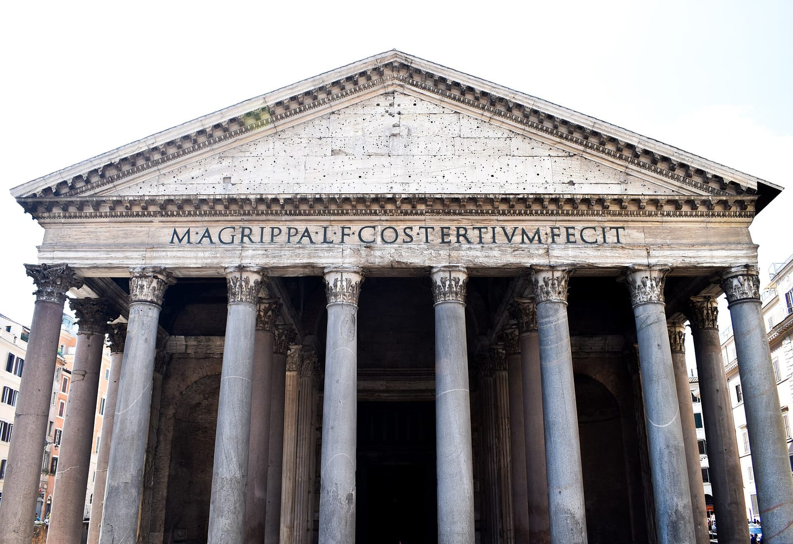 The Pantheon portico and columns in Rome