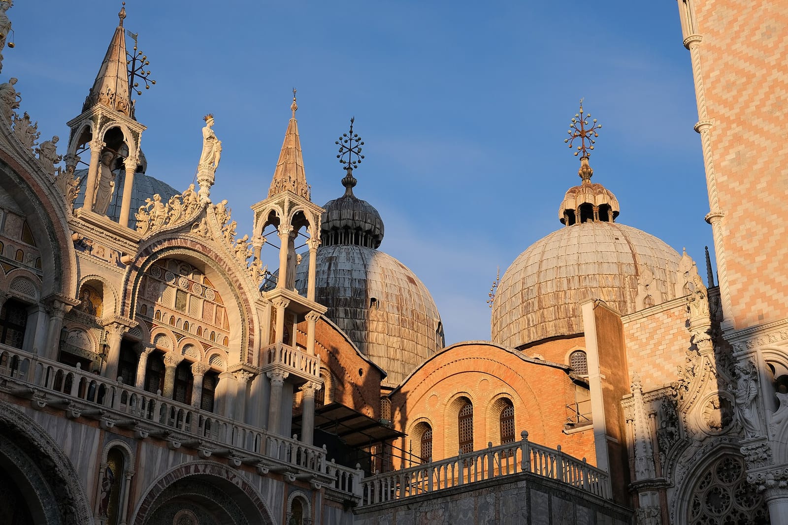 The domes and south-west corner of St Mark's Basilica in Venice