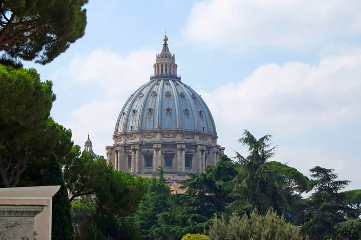 St Peter's Basilica dome above the Vatican gardens
