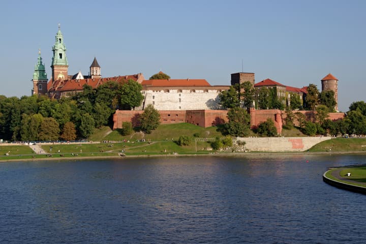 Wawel Royal Castle and Wawel Cathedral on Wawel Hill above the Vistula in Kraków